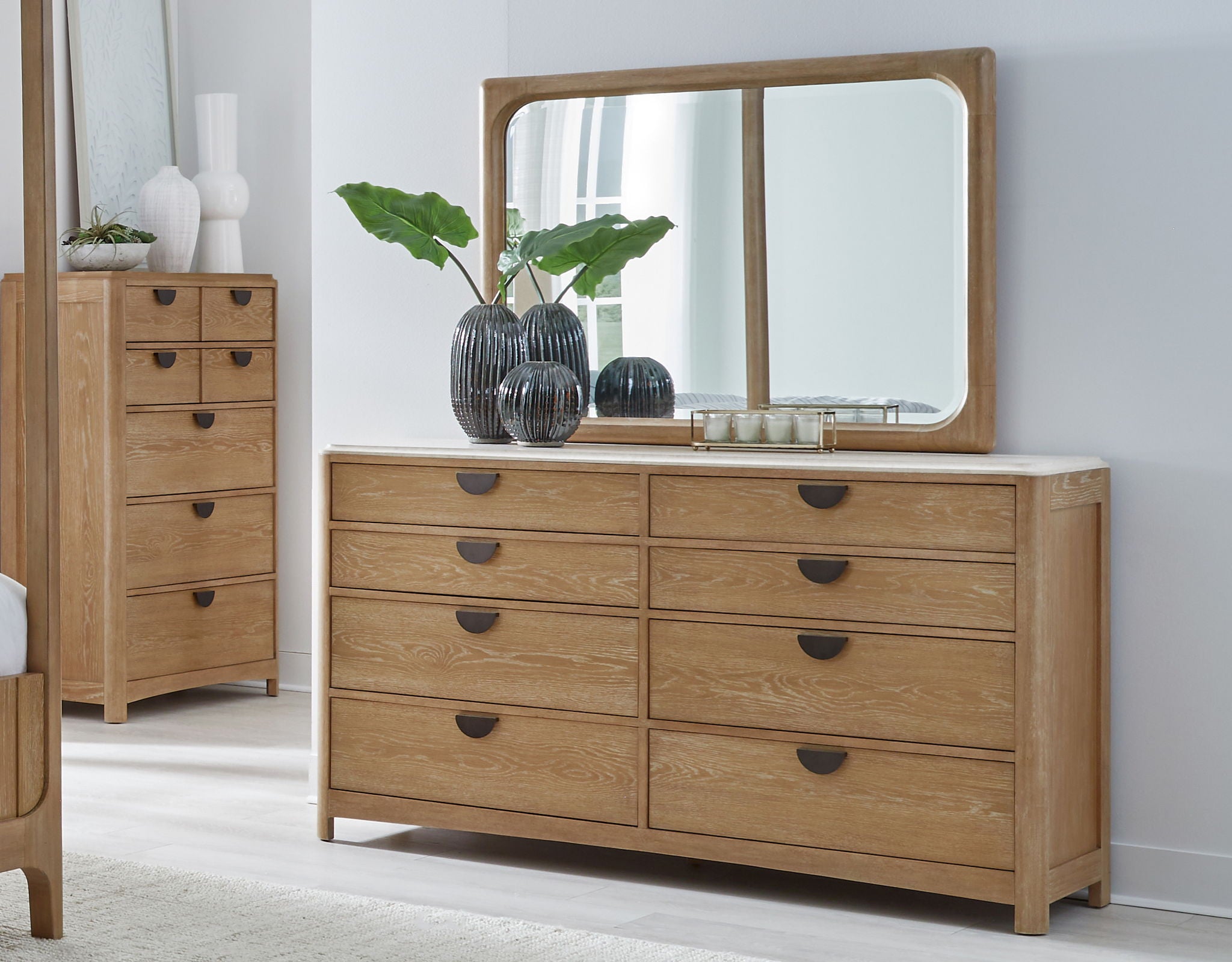 Escape - Bedroom 8 Drawer Dresser And Mirror - Glazed Natural Oak - Urban Living Furniture (Los Angeles, CA)