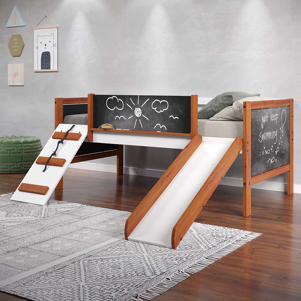Aurea - Twin Loft Bed - Cherry Oak & White Finish - Urban Living Furniture (Los Angeles, CA)