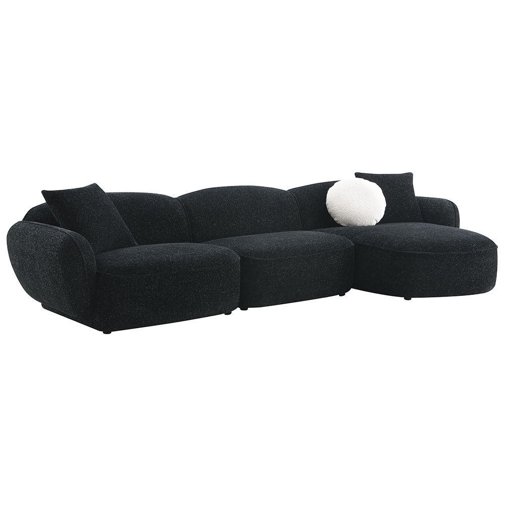Lucifer - Sectional Sofa With 3 Pillows - Black Shimmer Chenille - Urban Living Furniture (Los Angeles, CA)