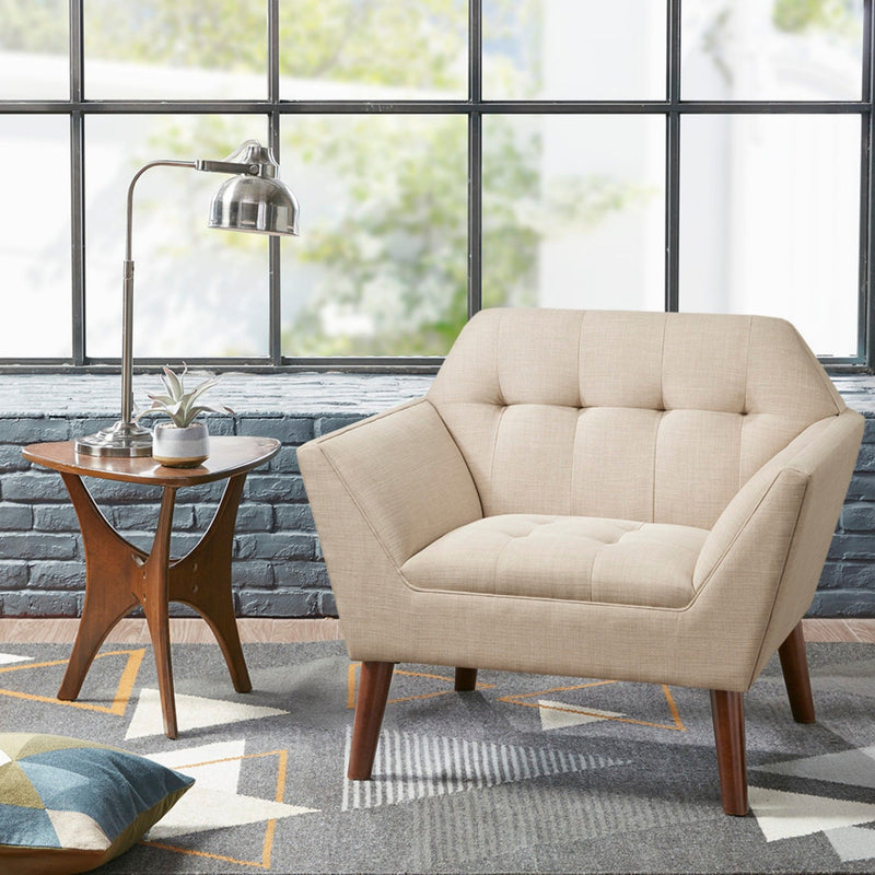 Mid-Century Modern Lounge Chair With Button Tufting