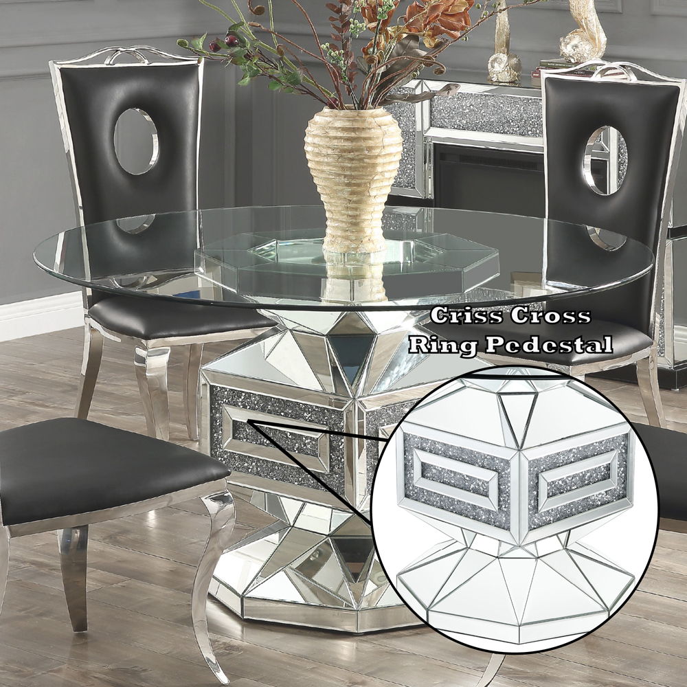 Noralie - 30" Dining Table - Clear Glass, Mirrored & Faux Diamonds - Urban Living Furniture (Los Angeles, CA)