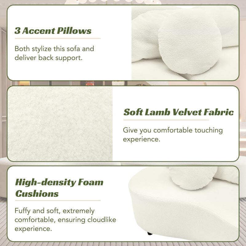 Modern Living Room Sofa Lamb Velvet Upholstered For Home