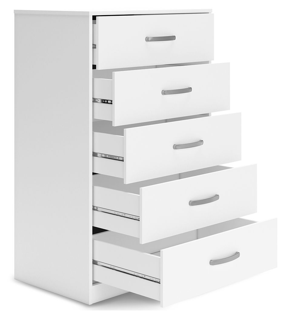 Flannia - White - Five Drawer Chest - 46" Height - Urban Living Furniture (Los Angeles, CA)