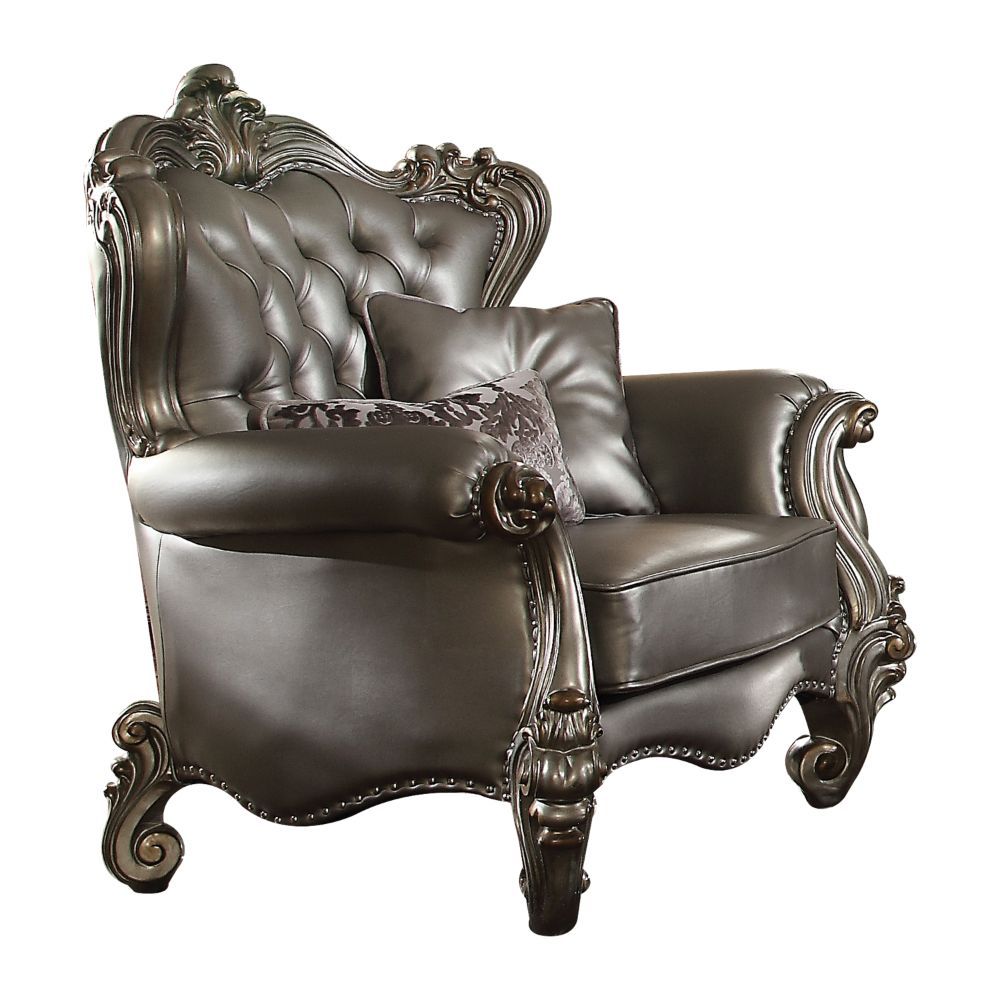 Versailles - Chair - Silver PU & Antique Platinum - Urban Living Furniture (Los Angeles, CA)