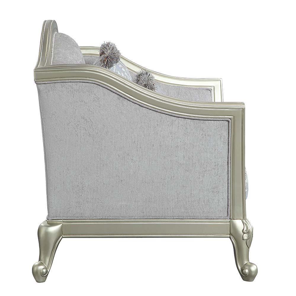 Qunsia - Chair - Light Gray Linen & Champagne Finish - Urban Living Furniture (Los Angeles, CA)