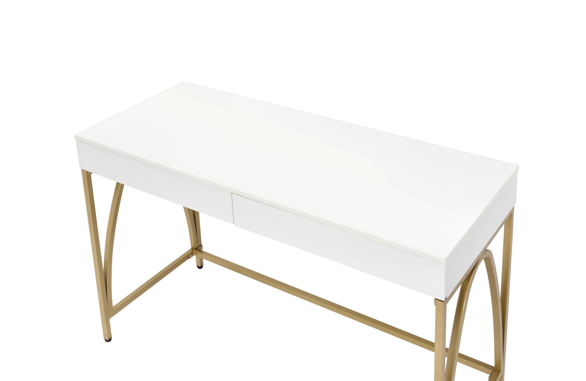 Lightmane - Vanity Desk (Same 92660) - White High Gloss & Gold - Urban Living Furniture (Los Angeles, CA)