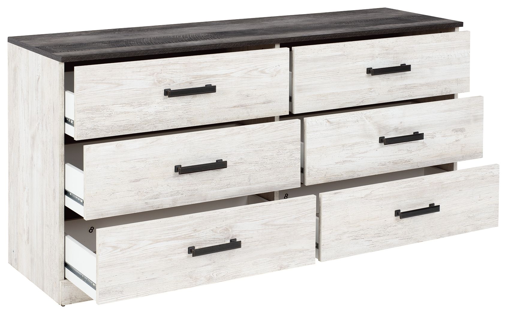 Shawburn - White / Black / Gray - Six Drawer Dresser - Pewter-tone pulls - Urban Living Furniture (Los Angeles, CA)