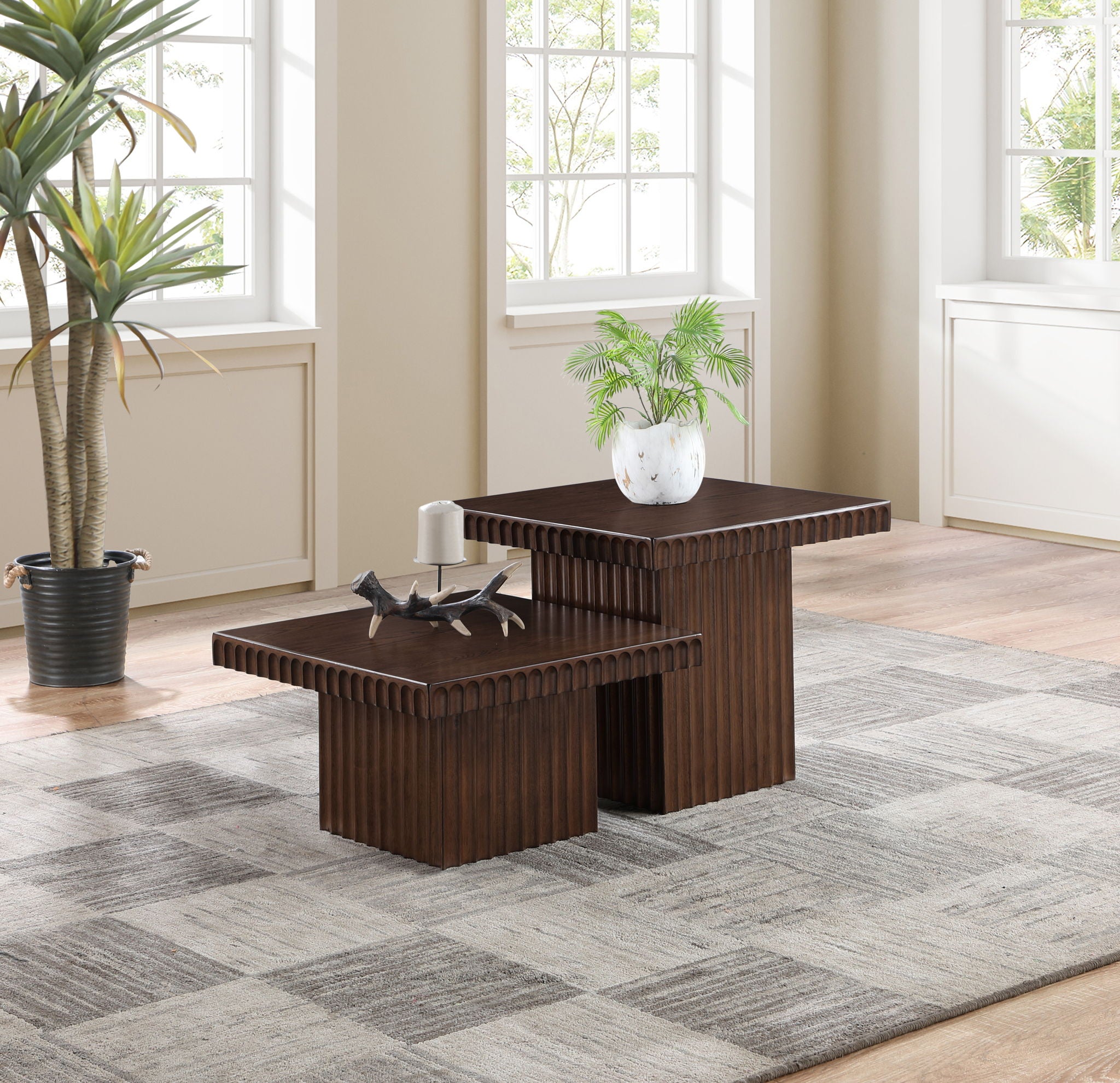 Spencer - 18" Oak Veneer 2 Piece Coffee Table - Urban Living Furniture (Los Angeles, CA)