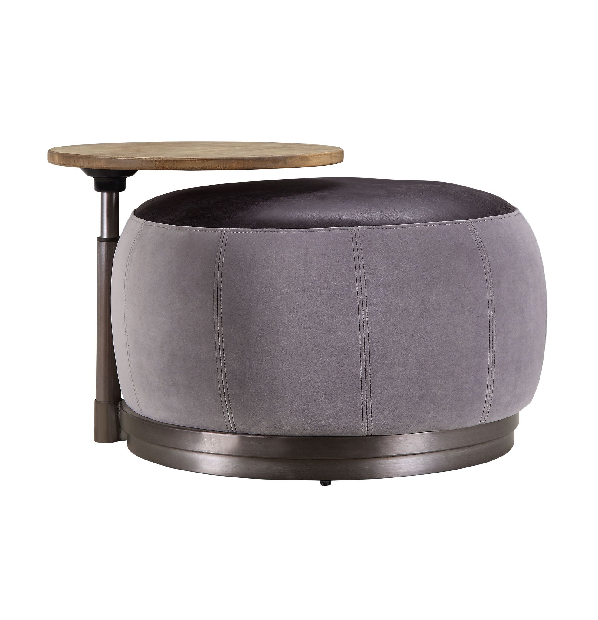 Decapree - Ottoman - Antique Slate Top Grain Leather & Gray Velvet - Urban Living Furniture (Los Angeles, CA)