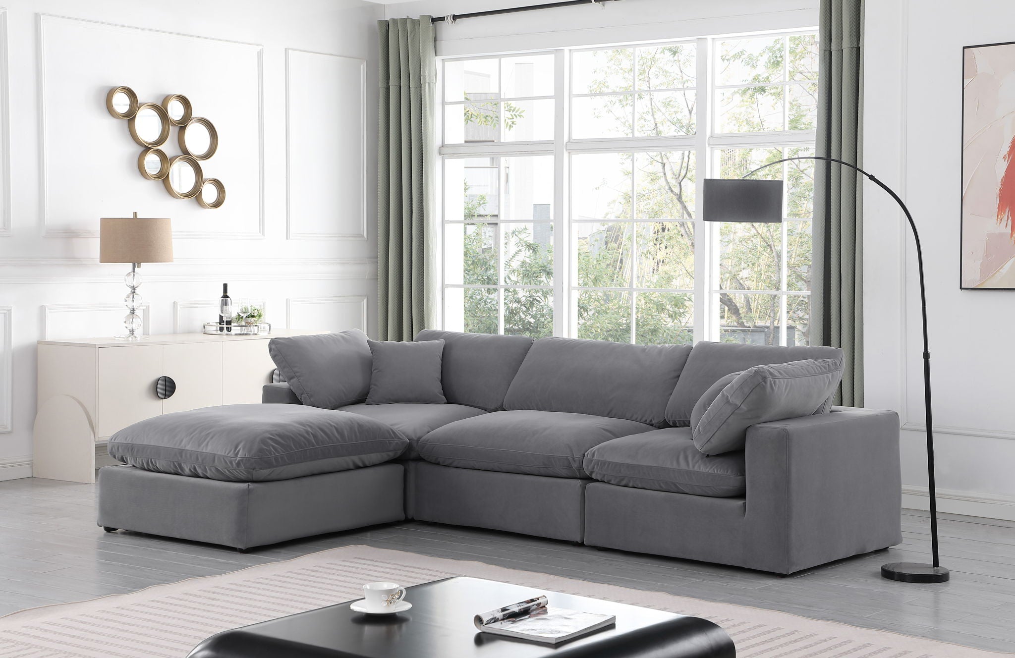 Comfy - 4 Piece Velvet Modular Sectional With Chaise - Urban Living Furniture (Los Angeles, CA)