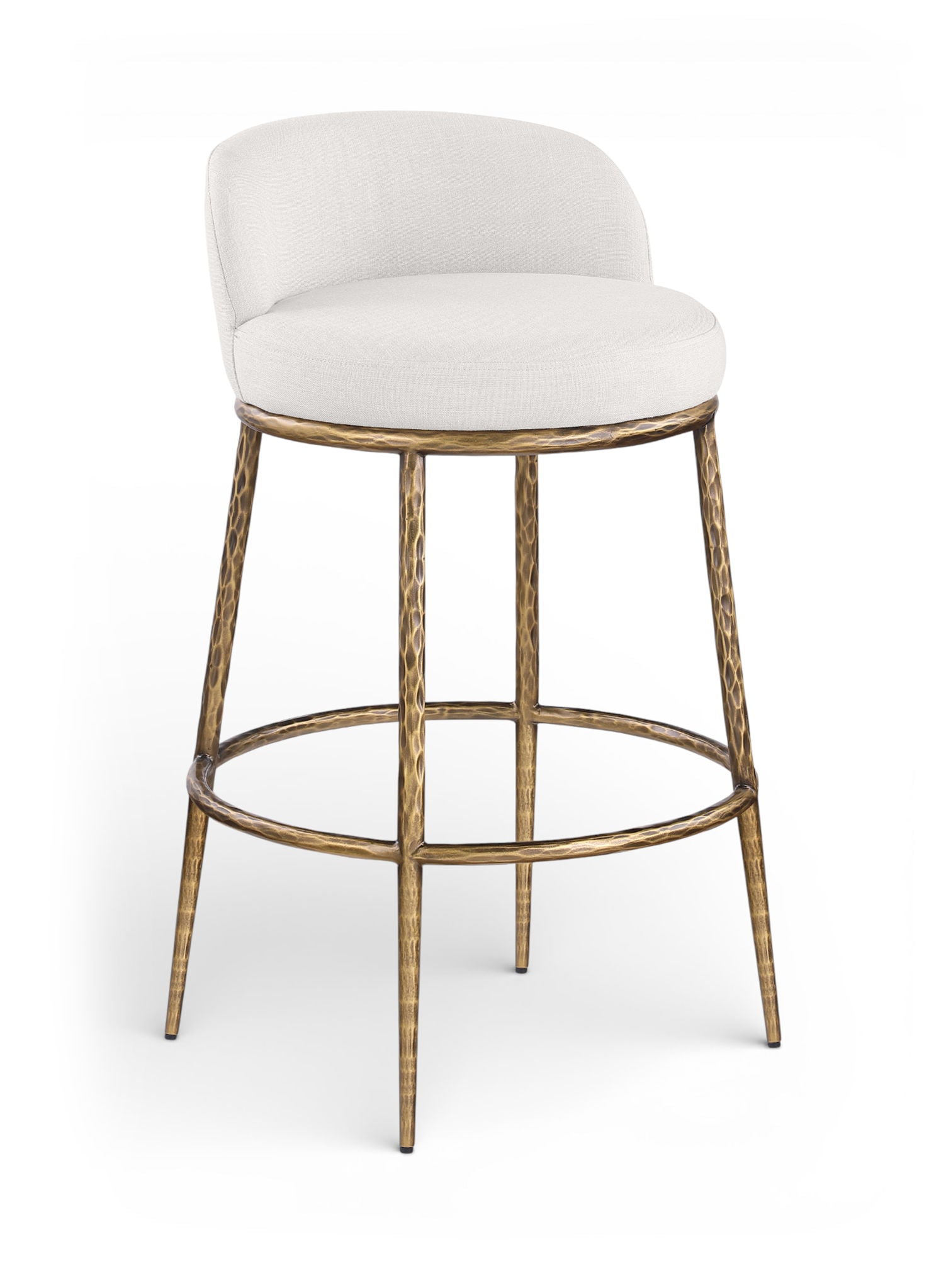 Ferro - Performance Fabric Upholstered Bar Stool - Cream / Antique Brass - Urban Living Furniture (Los Angeles, CA)