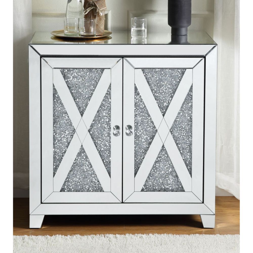 Noralie - 2 Door Console Cabinet - Mirrored & Faux Diamonds - Urban Living Furniture (Los Angeles, CA)