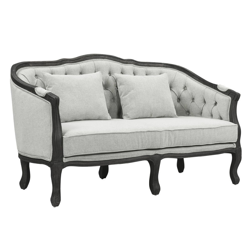 Samael - Loveseat With 2 Pillows - Gray Linen & Dark Brown - Urban Living Furniture (Los Angeles, CA)