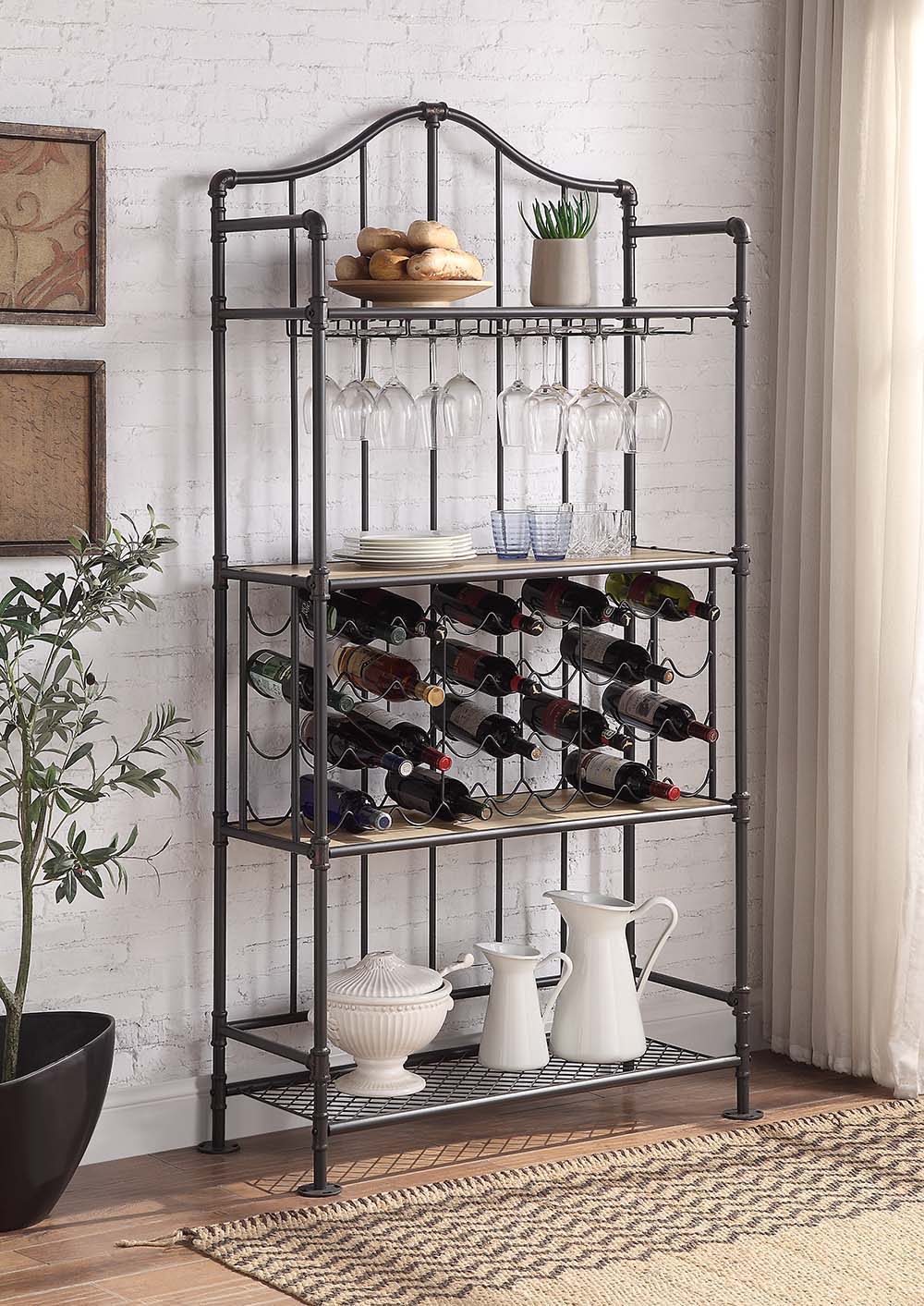Edina - Wine Cabinet - Oak & Sandy Black Finish - Urban Living Furniture (Los Angeles, CA)