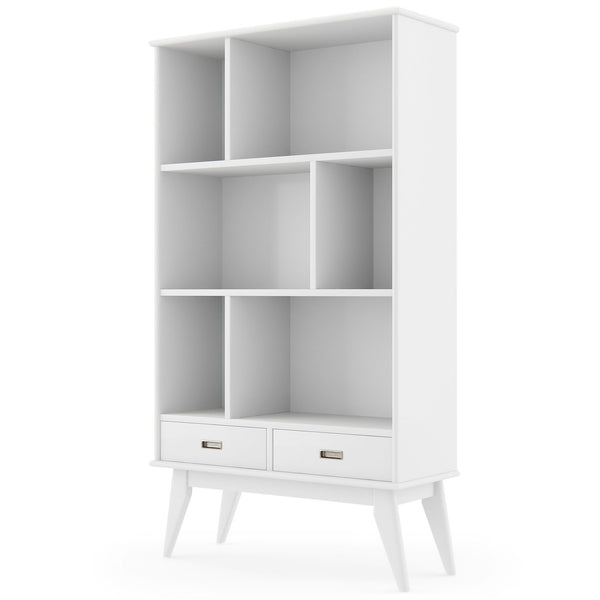 Draper - Mid Century Wide Bookcase And Storage Unit - White
