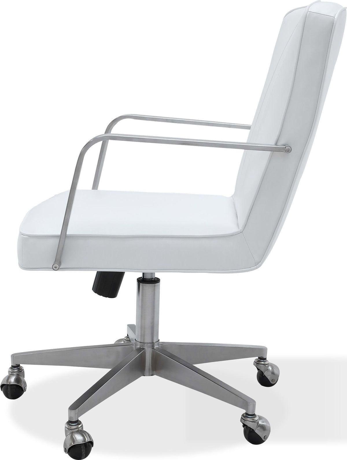 One - Metal Frame Leather Home Office Chair - Brushed Stainless Steel And White