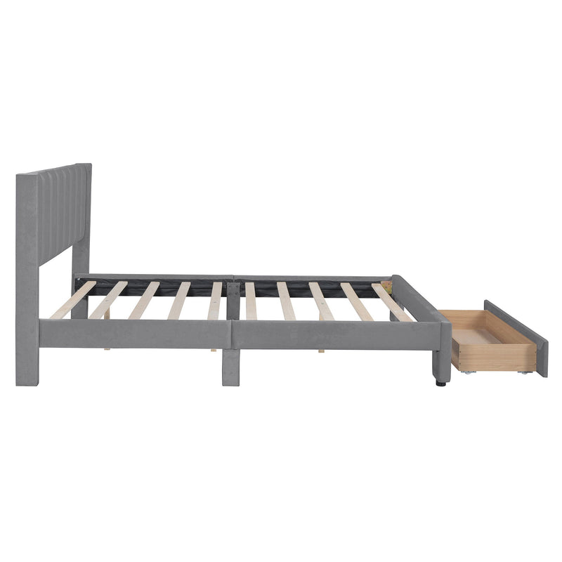 Storage Elegant Upholstered Platform Bed With Drawer
