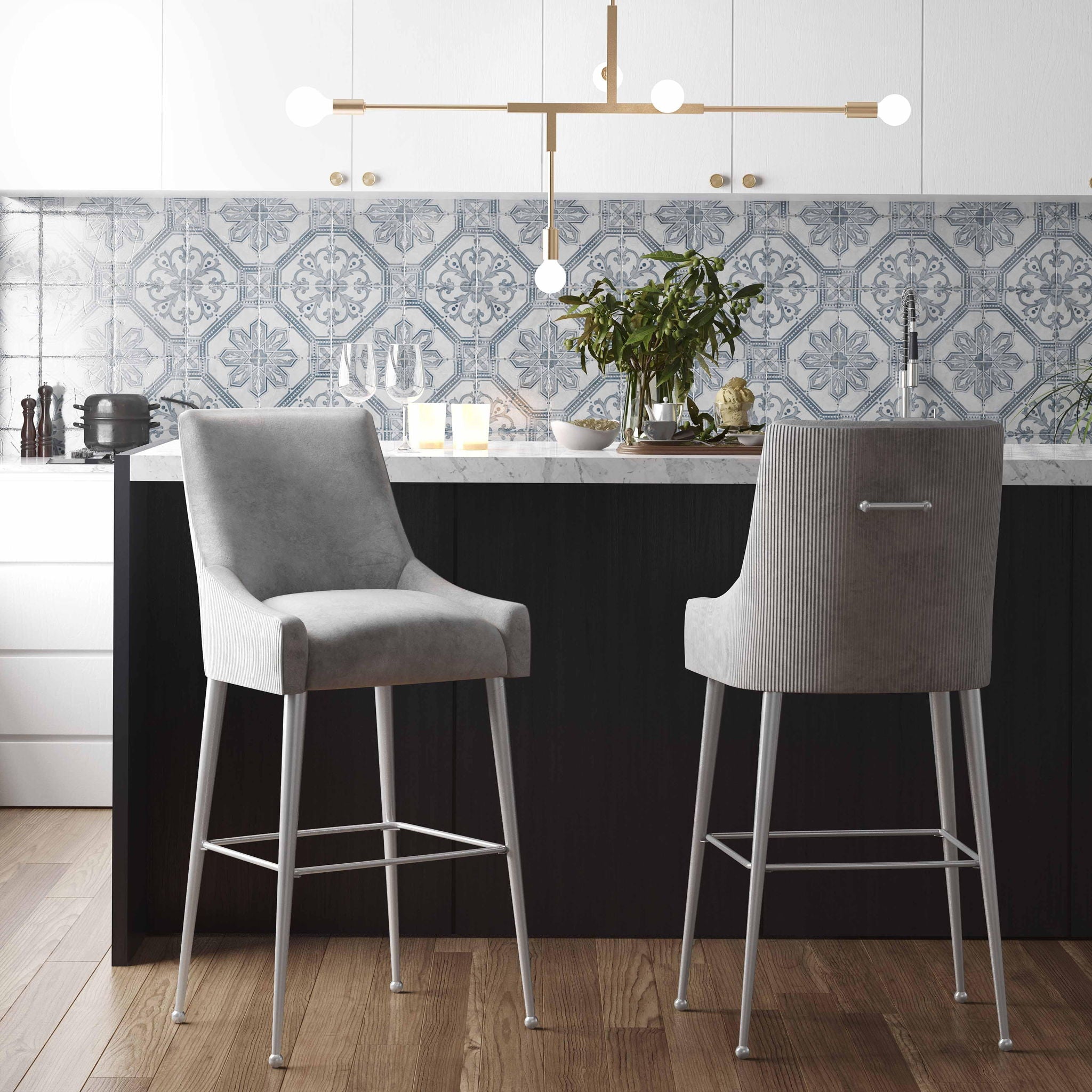 Beatrix - Pleated Velvet Stool - Urban Living Furniture (Los Angeles, CA)