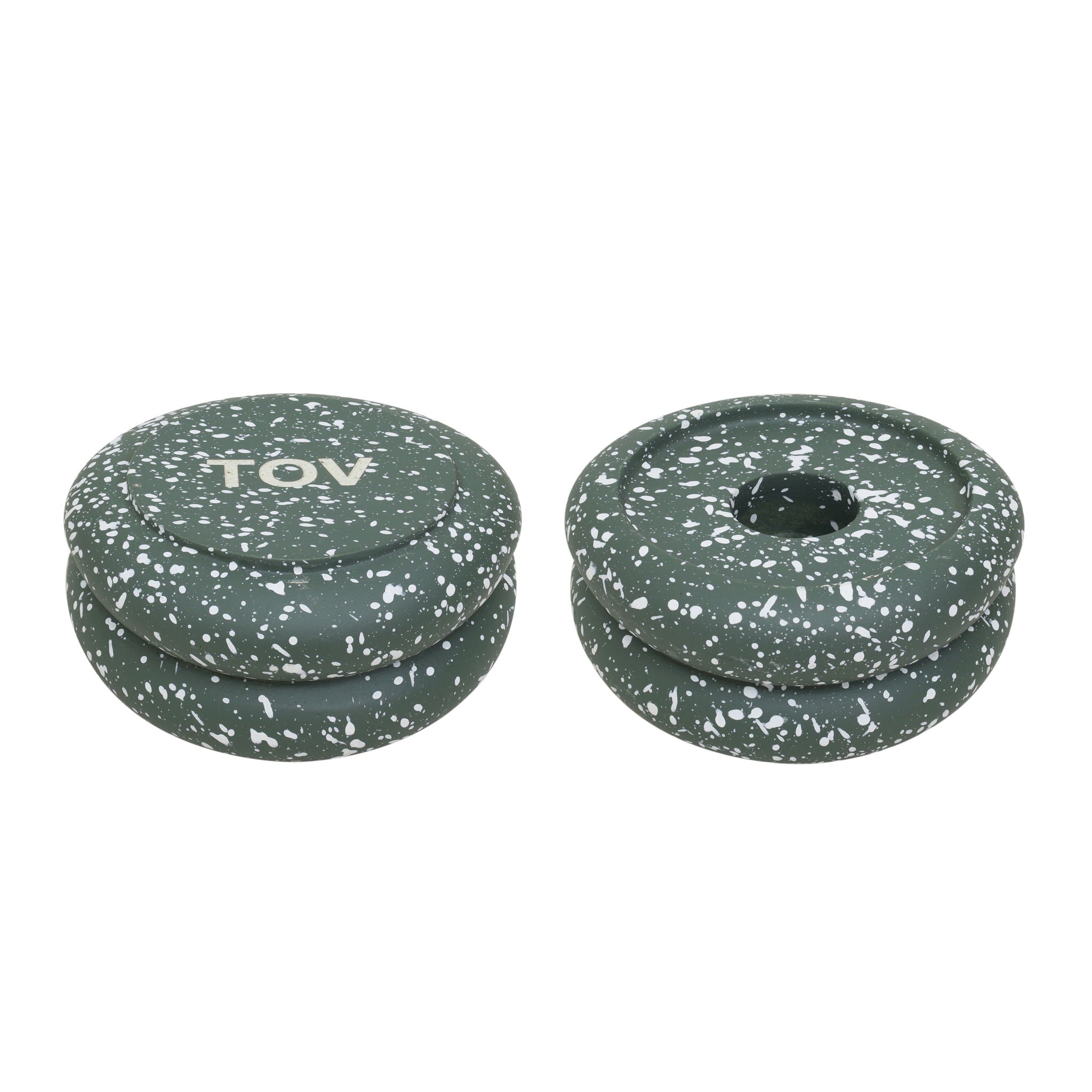 Gabby - Stacking Candle Holder (Set of 2) - Speckled Green