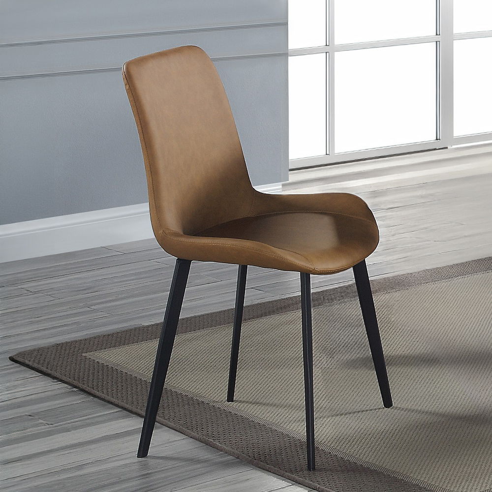 Abiram - Side Chair (Set of 2) - Brown Synthetic Leather - Urban Living Furniture (Los Angeles, CA)