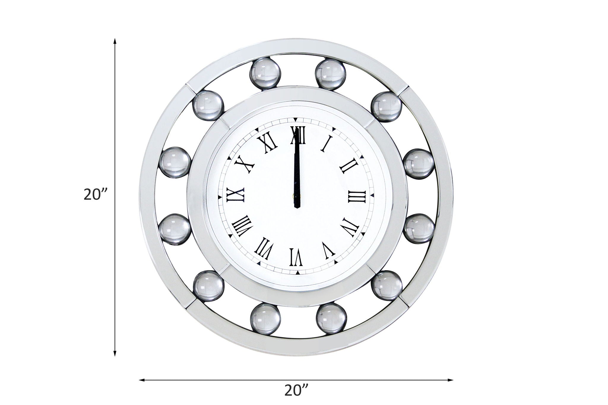 Boffa - Geometric Pattern Trim Round Wall Clock - Mirrored - Urban Living Furniture (Los Angeles, CA)
