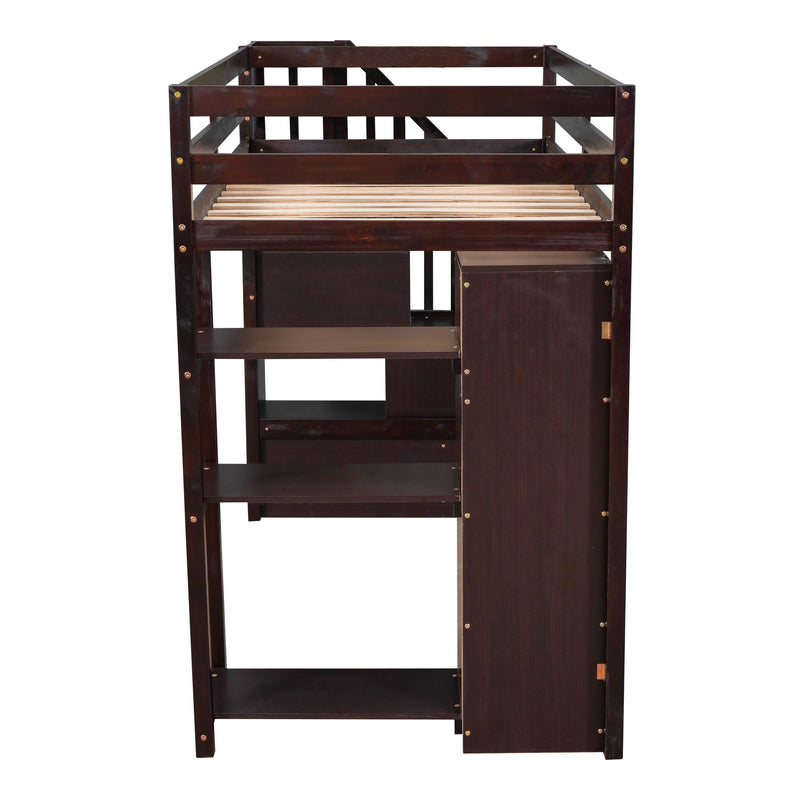 Loft Bed With Storage Drawers And Stairs With Shelves
