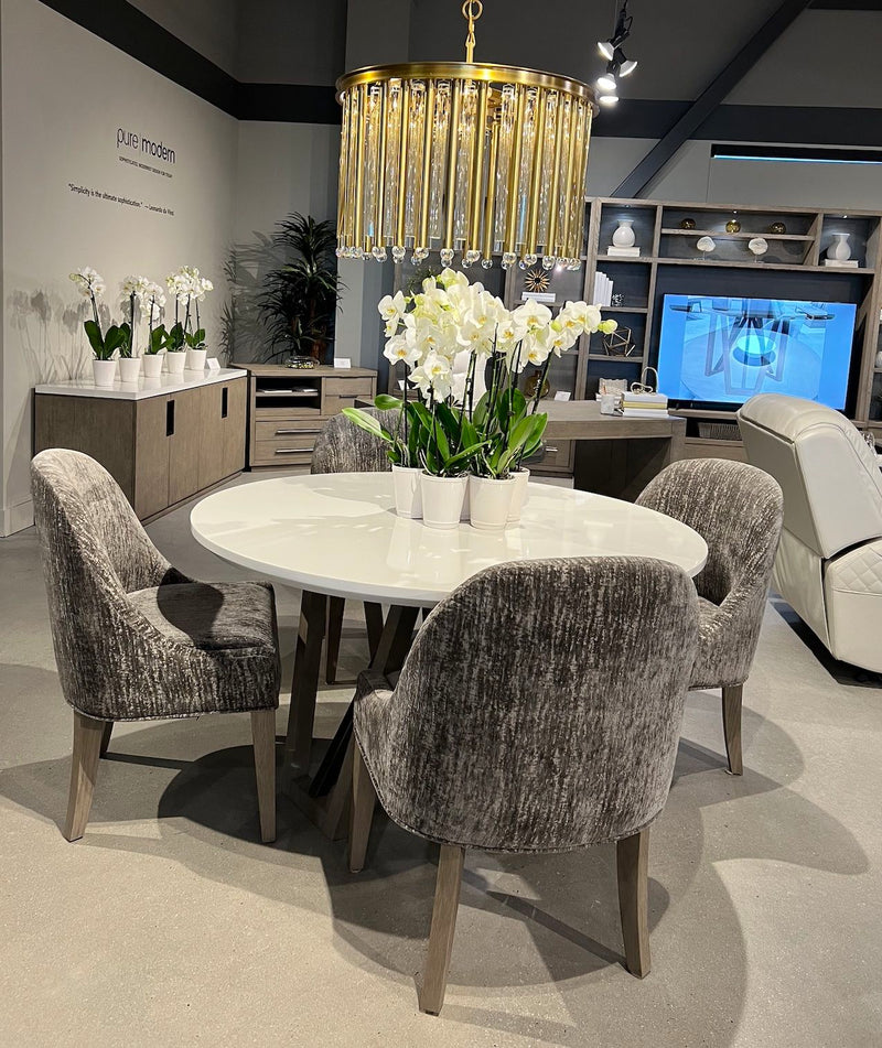 Pure Modern - 54" Dining Round Table With Wood Base - Moonstone