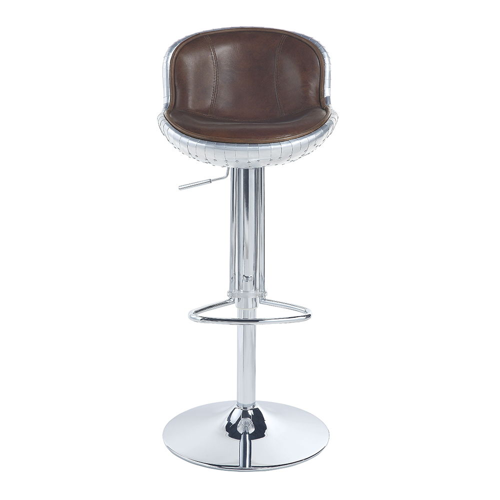 Brancaster - Adjustable Stool With Swivel - Vintage Brown Top Grain Leather & Aluminum - Urban Living Furniture (Los Angeles, CA)