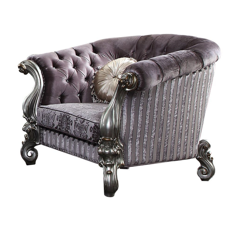 Versailles - Chair - Velvet & Antique Platinum - 39" - Urban Living Furniture (Los Angeles, CA)