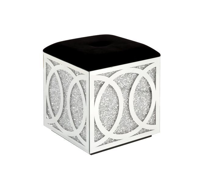 Noralie - 24" Ottoman With Storage - Mirrored & Faux Diamonds - Urban Living Furniture (Los Angeles, CA)