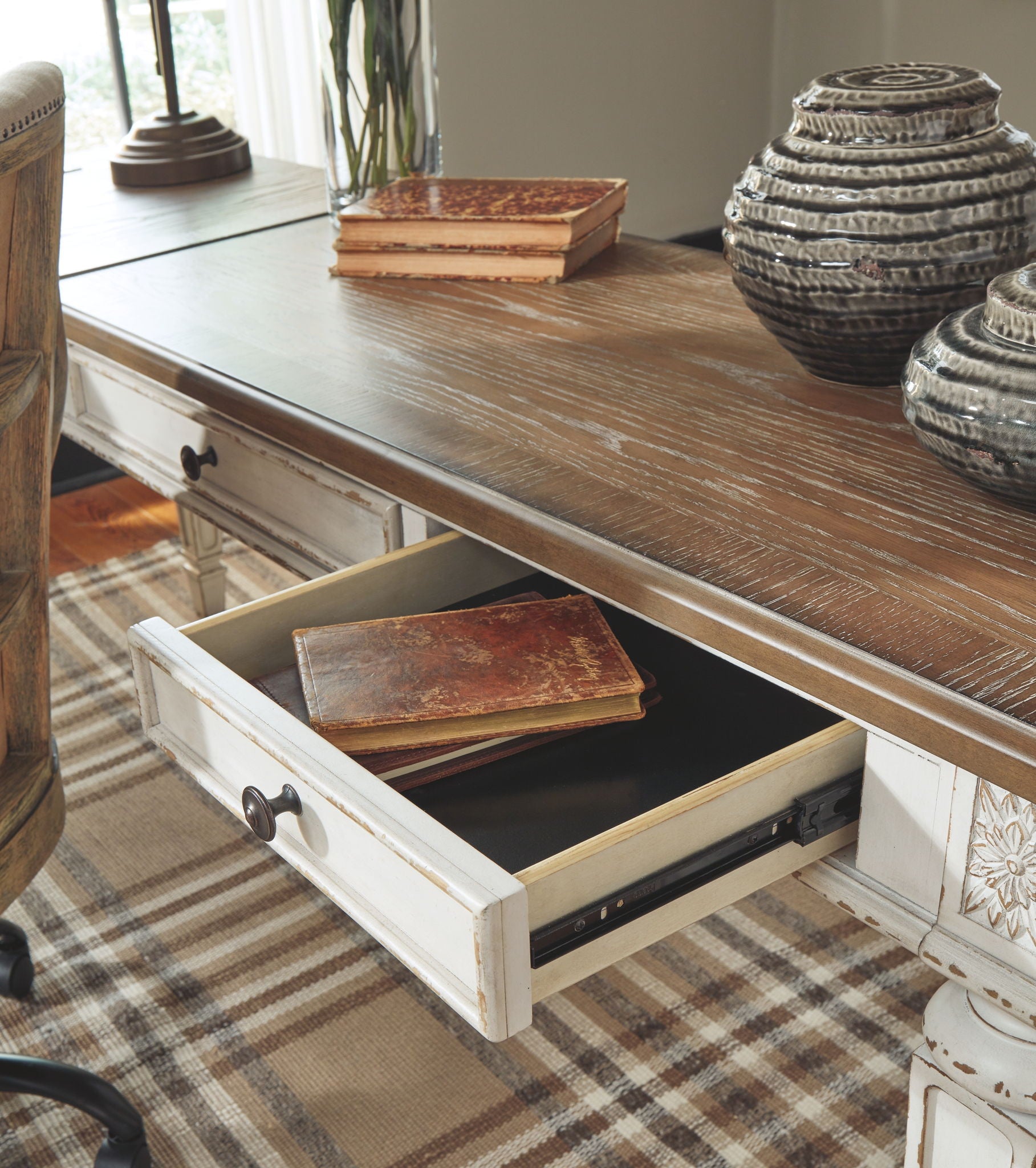 Realyn - White / Brown - L Shaped Desk with Lift Top - Urban Living Furniture (Los Angeles, CA)
