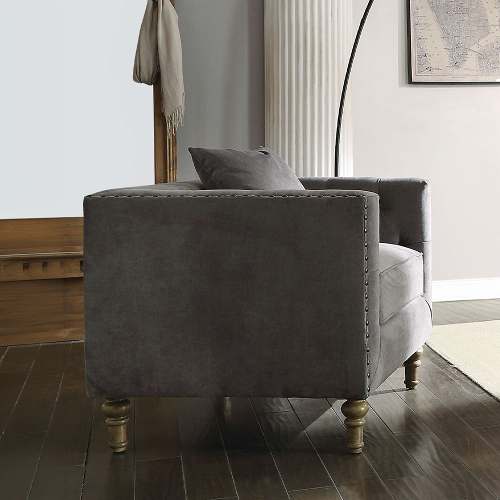 Sidonia - Chair With Pillow - Gray Velvet - Urban Living Furniture (Los Angeles, CA)