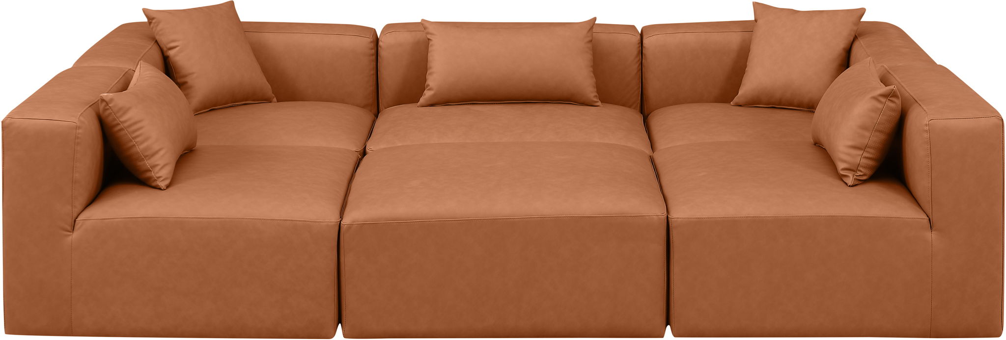 Cube - 6 Piece Modular Sectional - Cognac - Urban Living Furniture (Los Angeles, CA)