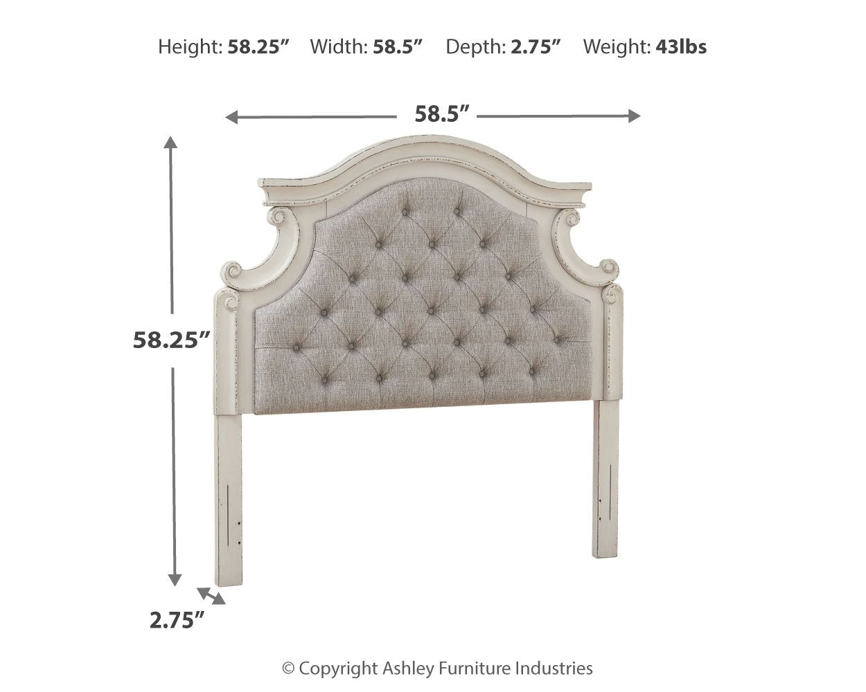 Realyn - Chipped White - Full UPH Panel Headboard - Urban Living Furniture (Los Angeles, CA)