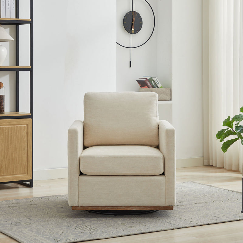 Square Upholstered Swivel Accent Chair For Living Room