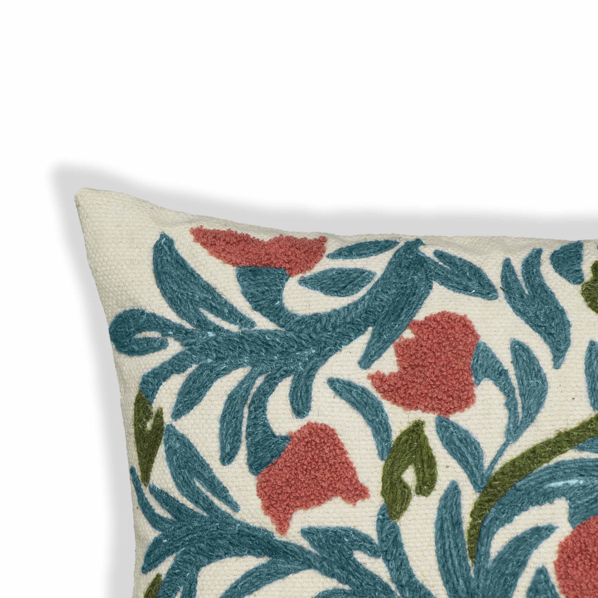 Tulip - Embroidered Floral Wool Square Accent Cushion - Multi - Urban Living Furniture (Los Angeles, CA)