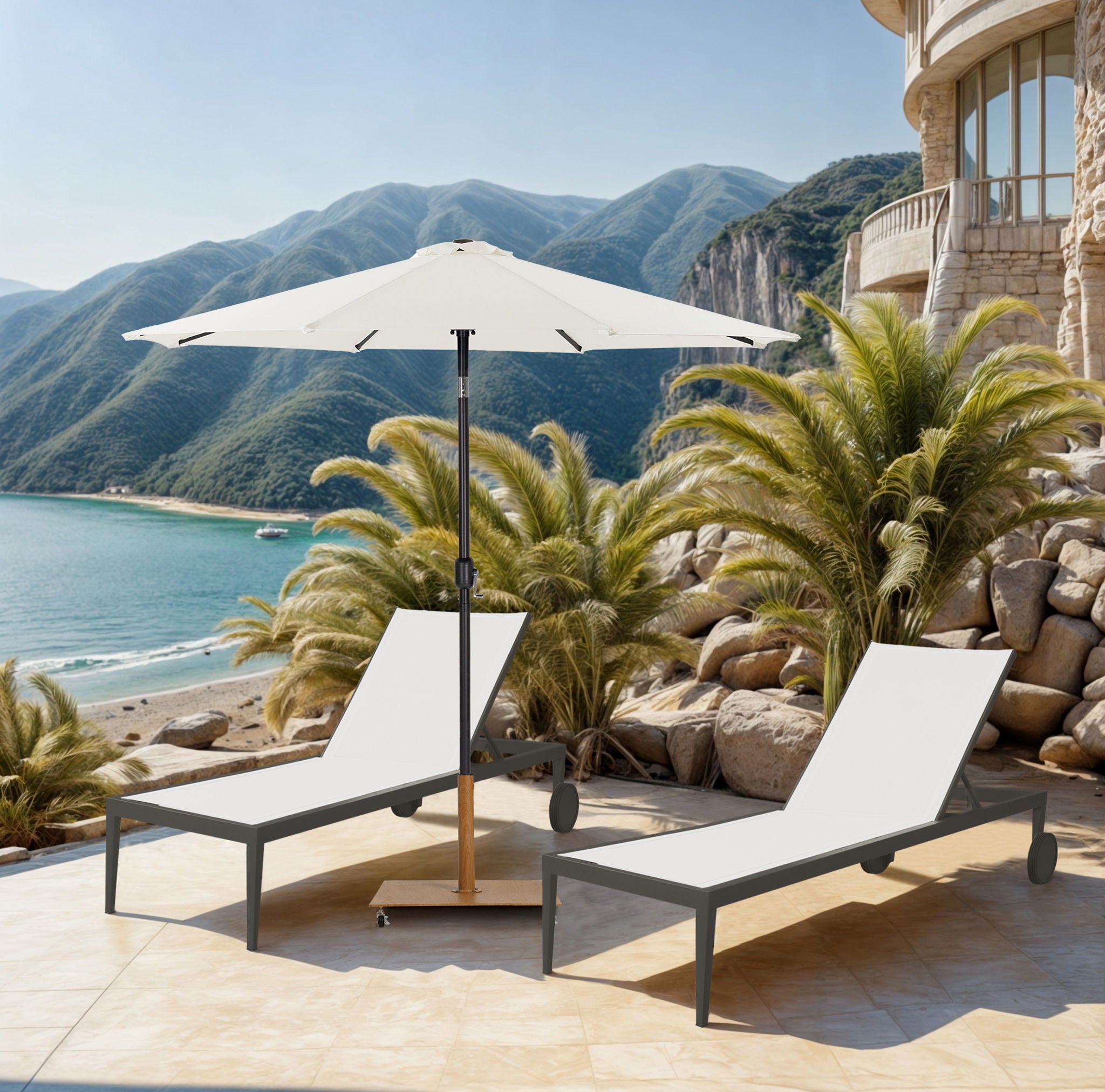 Fiji - Aluminum Patio Umbrella With Square Teak And Black Base - Urban Living Furniture (Los Angeles, CA)