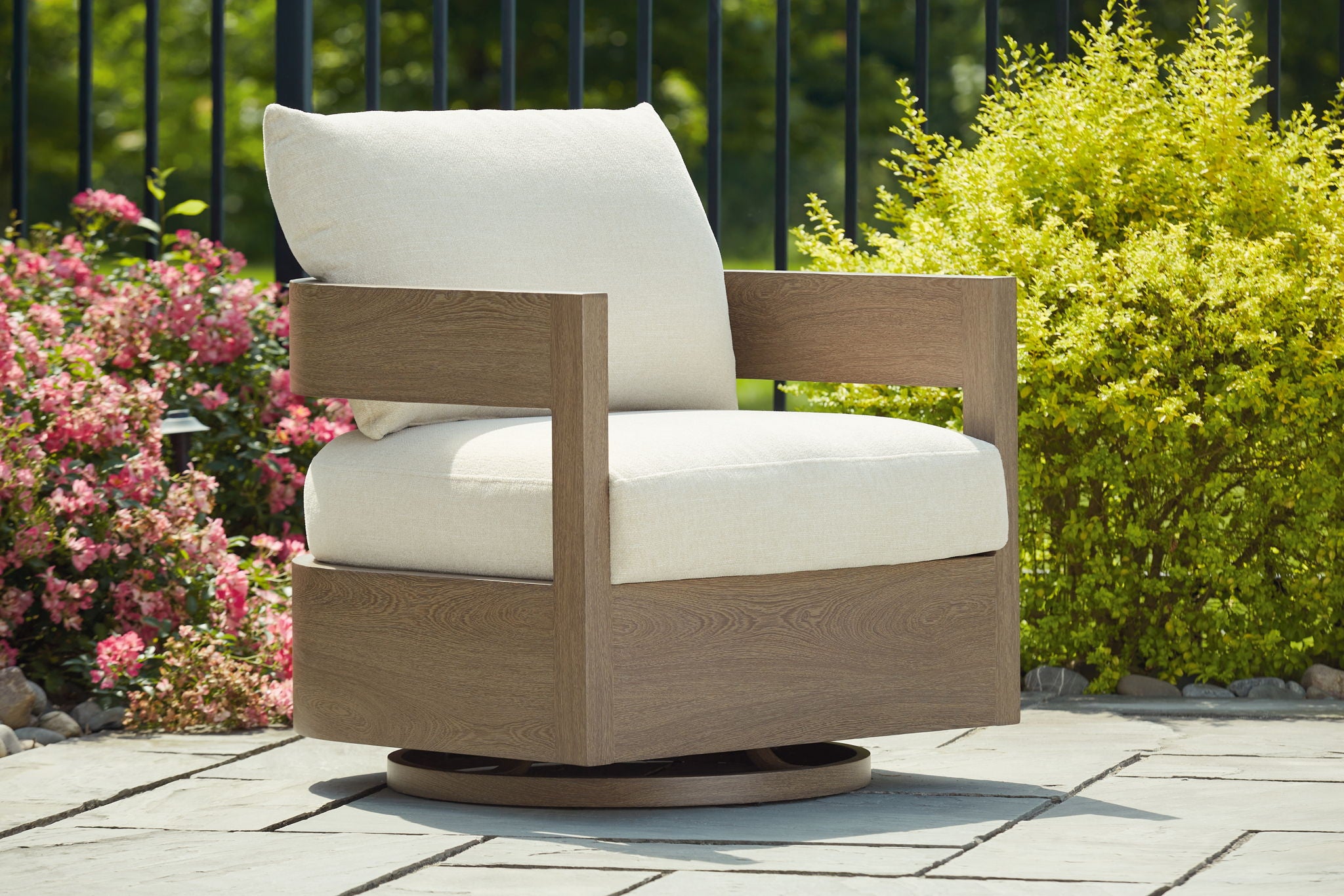 Serene Bay - Dark Brown / White - Swivel Glider Chair With Cushion - Urban Living Furniture (Los Angeles, CA)