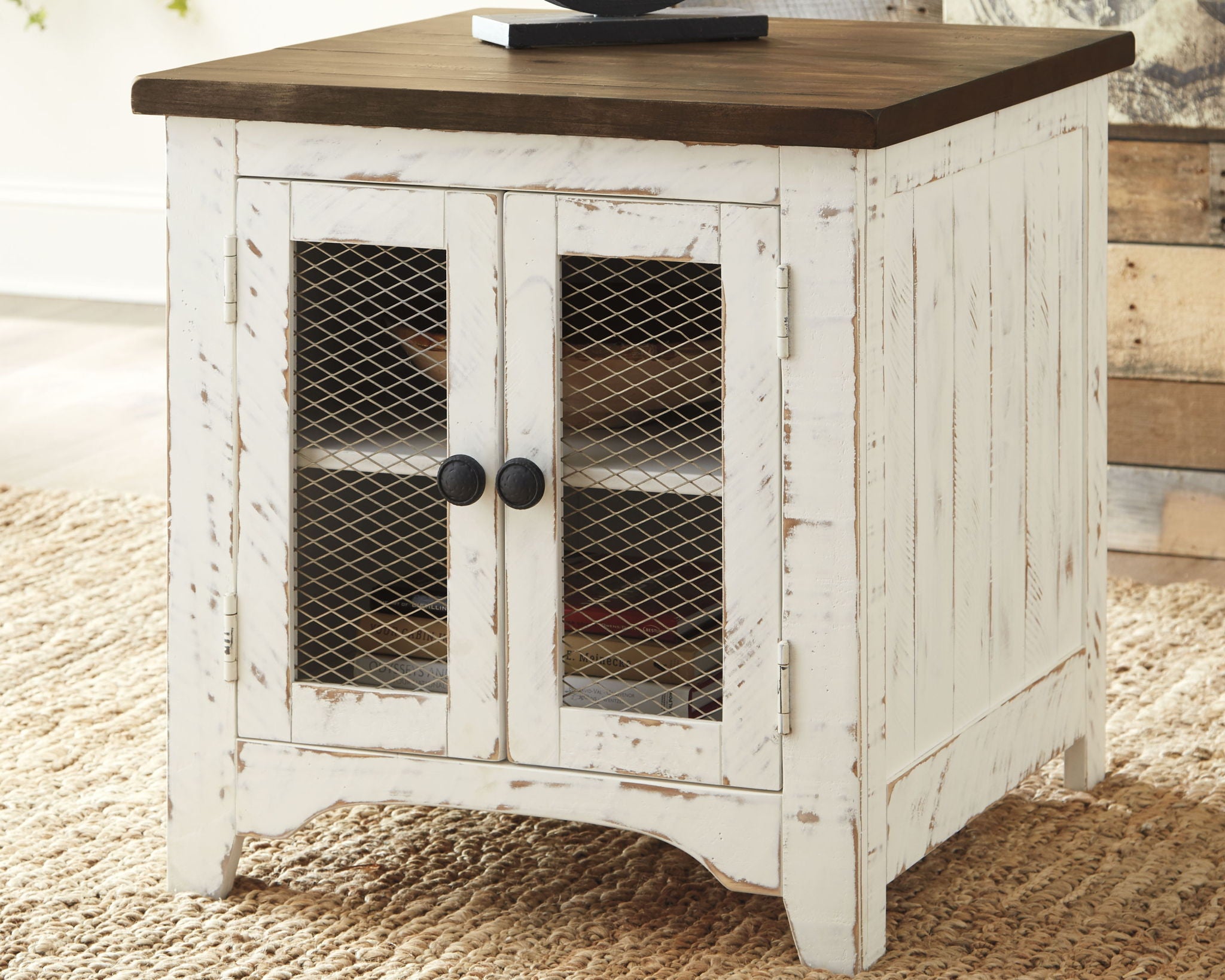 Wystfield - White / Brown - Rectangular End Table - 2 Doors - Urban Living Furniture (Los Angeles, CA)