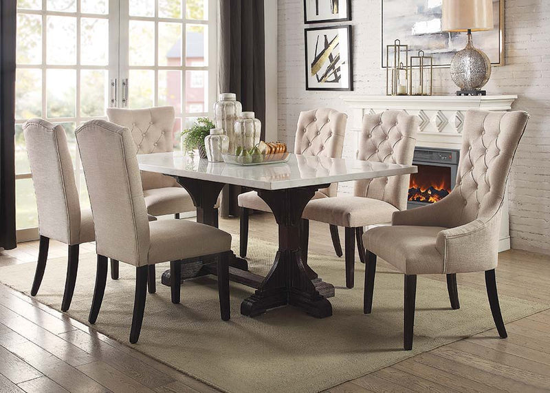 Gerardo - Dining Table - White Marble & Weathered Espresso - 30" - Urban Living Furniture (Los Angeles, CA)