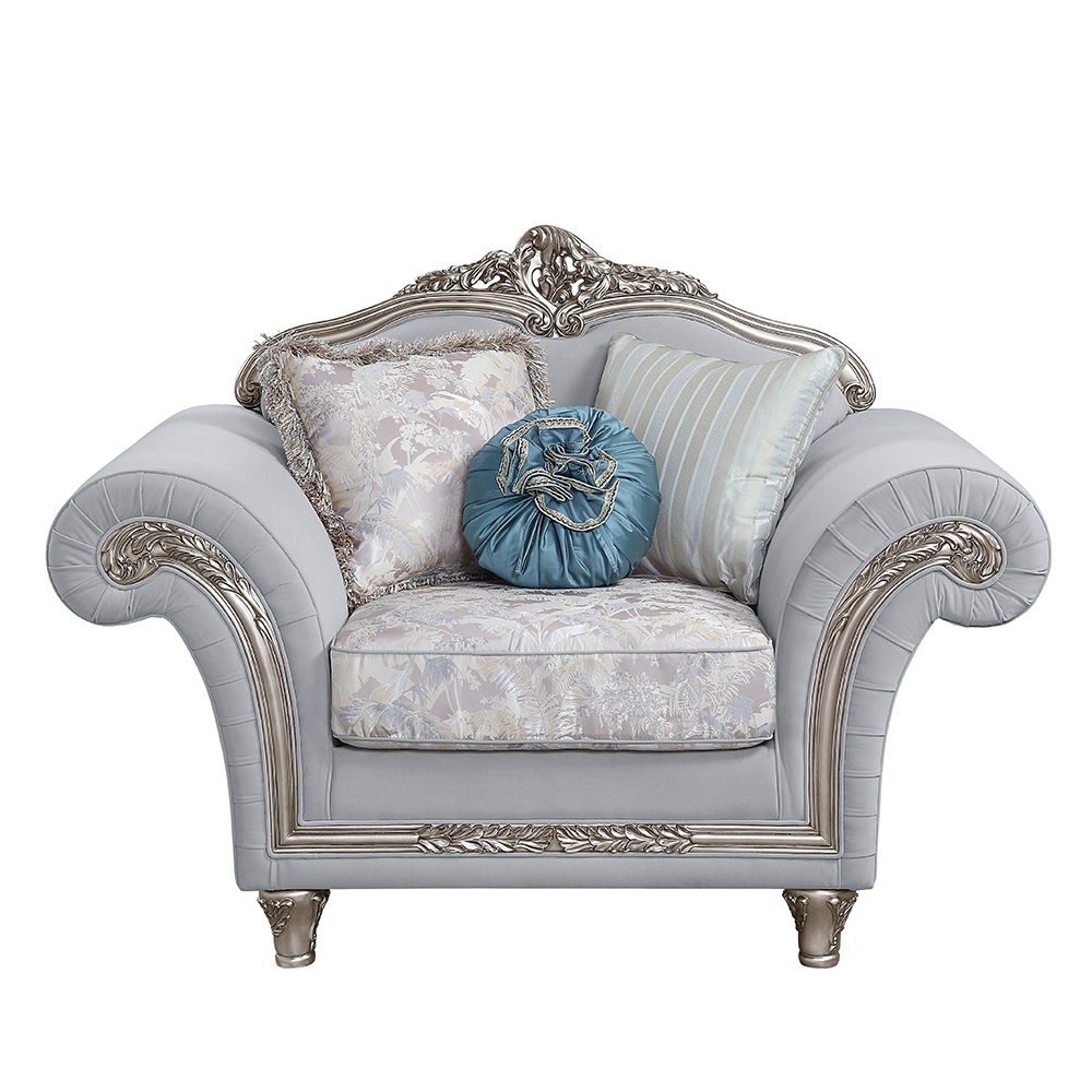 Pelumi - Chair With 3 Pillows - Light Gray Linen & Platinum - Urban Living Furniture (Los Angeles, CA)