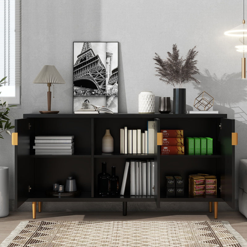 Modern TV Stand With 3 Doors And Adjustable Shelves