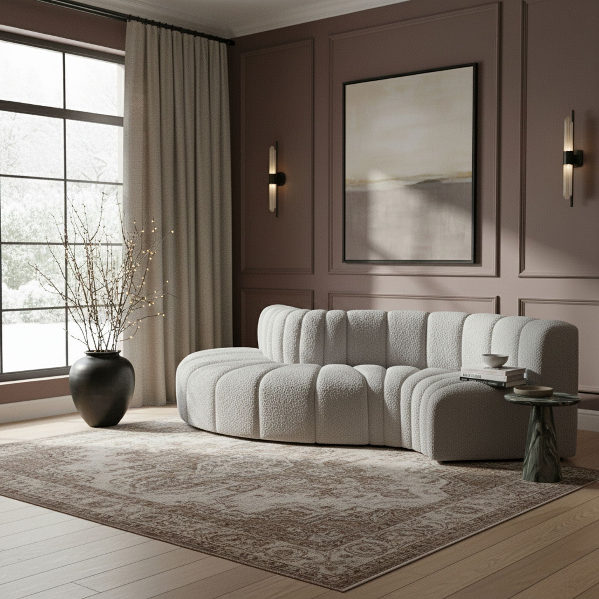 Arc - Boucle Fabric 5 Piece Modular Sofa