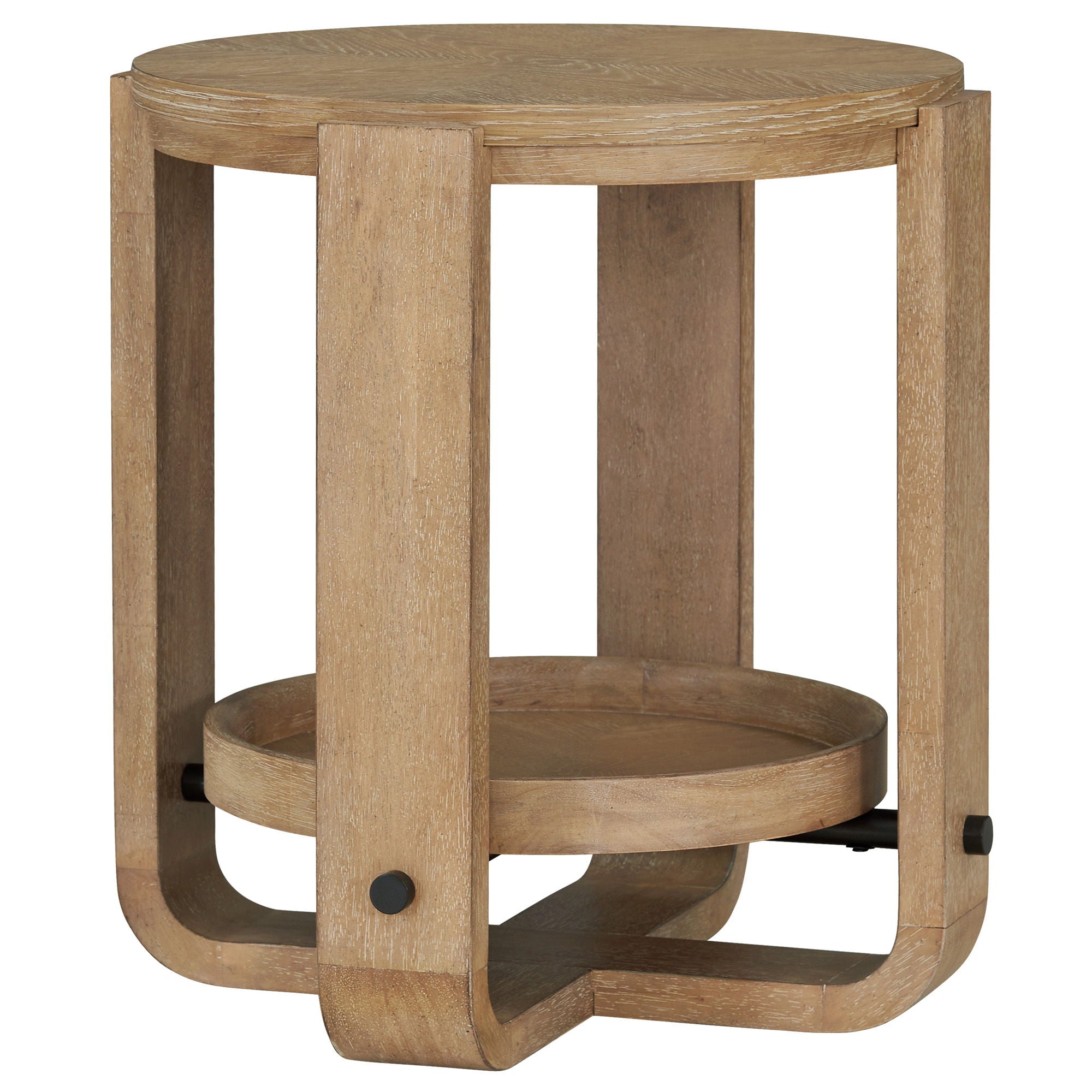 Escape - Round End Table With Shelf - Glazed Natural Oak Black Metal Trim - Urban Living Furniture (Los Angeles, CA)