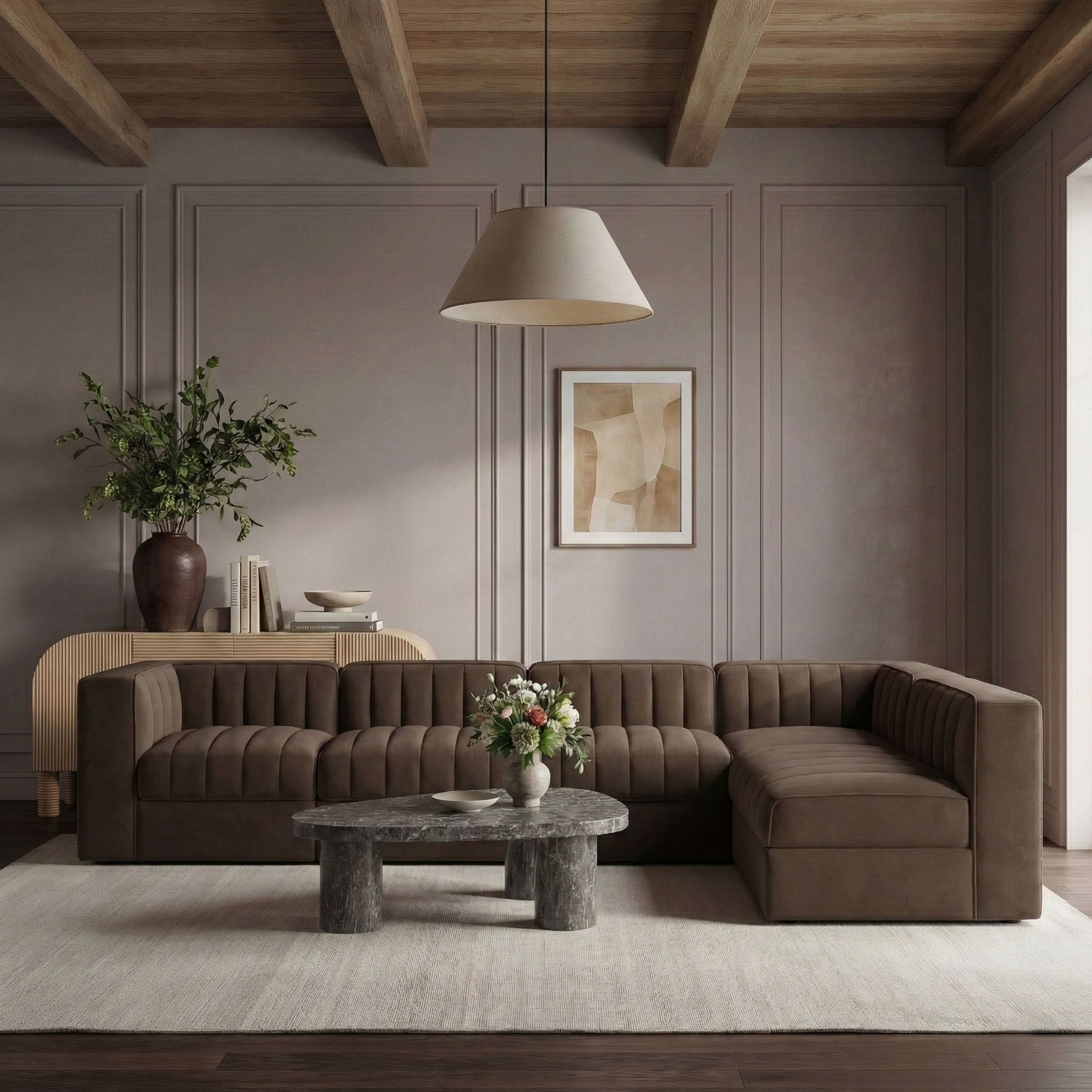 Rummi - Velvet Performance Fabric Upholstered 6 Piece Modular Sectional - Urban Living Furniture (Los Angeles, CA)