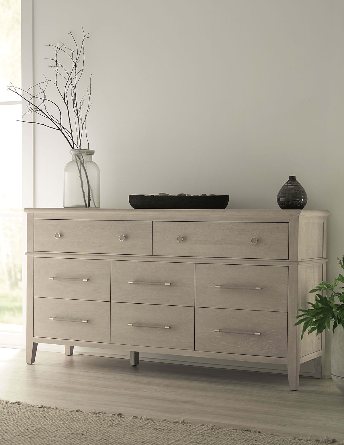 Camden - Eight Drawer Oak Wood Dresser - Chai