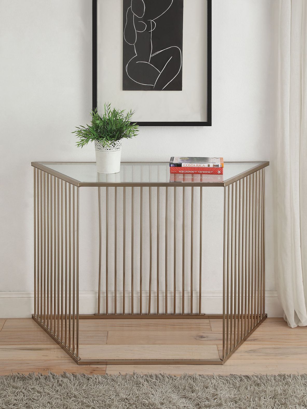 Oaklie - Accent Table - Champagne & Clear Glass - Urban Living Furniture (Los Angeles, CA)