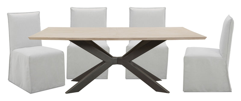 Crossings - Rectangular Dining Table With 4 Upholstered Chairs - Natural