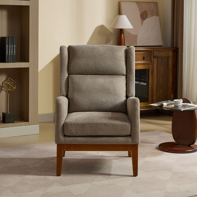 Wide Modern Accent Chair With Wood Legs For Living Room