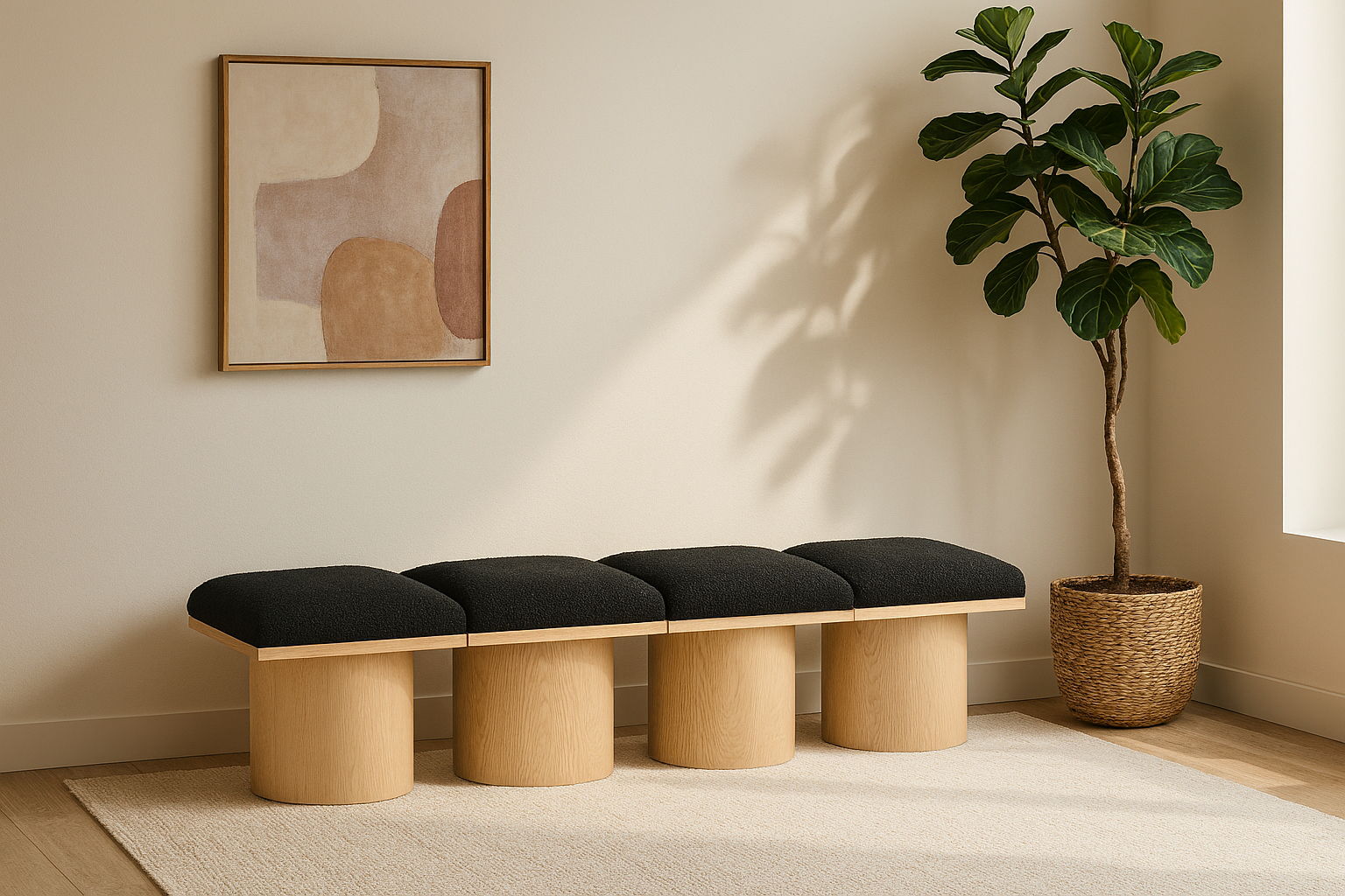 Pavilion - 4 Piece Modular Bench With Natural Base